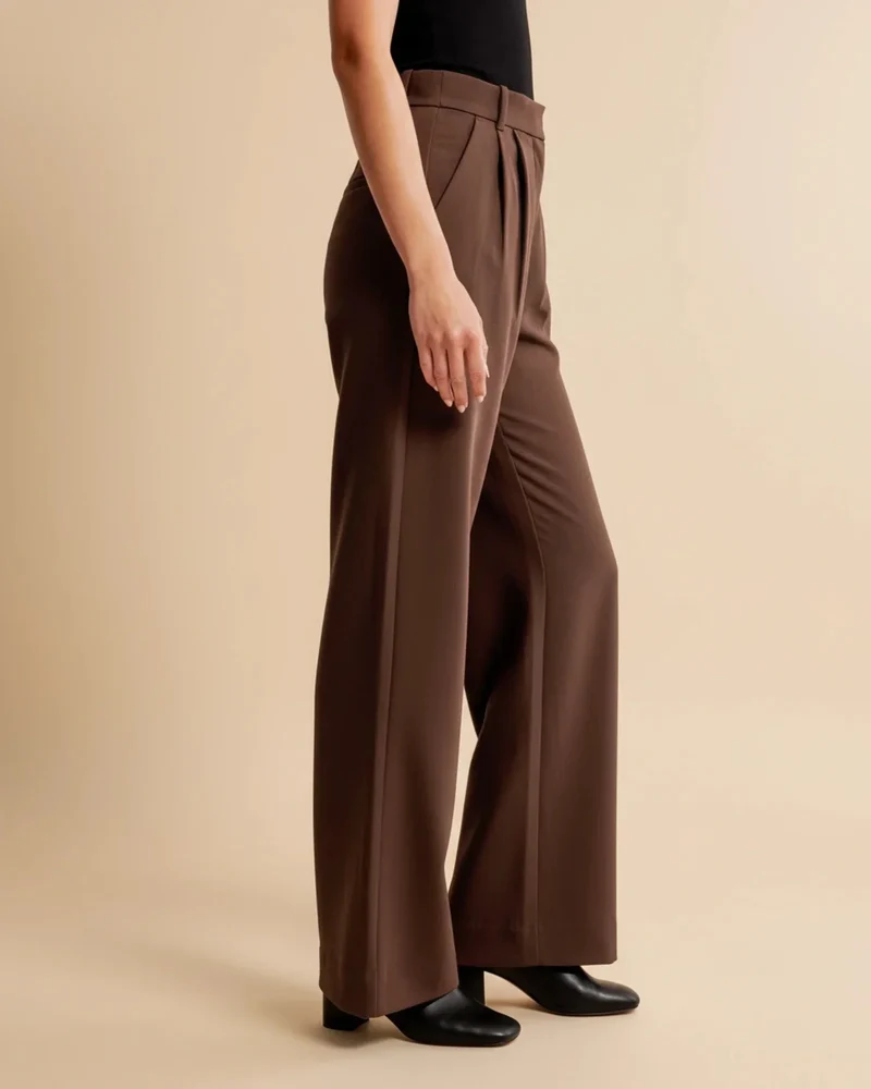 Pantalon à Jambes Larges et Taille Haute pour Femmes