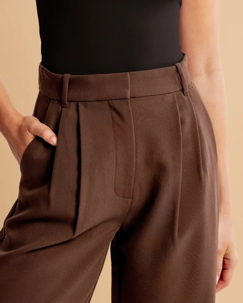 Pantalon à Jambes Larges et Taille Haute pour Femmes