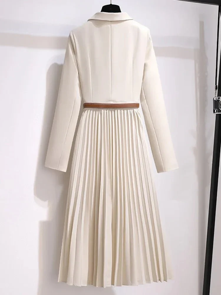Robe Midi A-Line Plissée pour Femmes