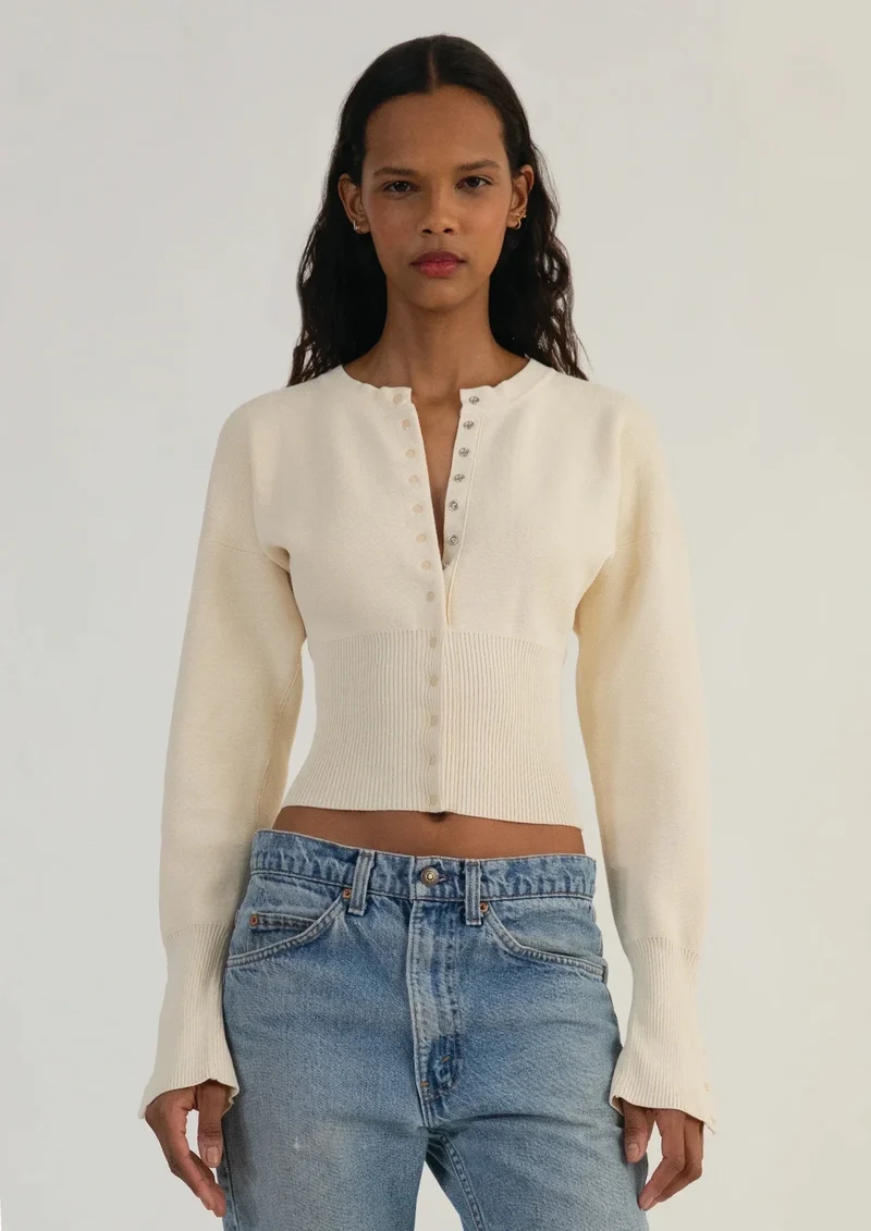 Cardigan boutonné ajusté pour femme