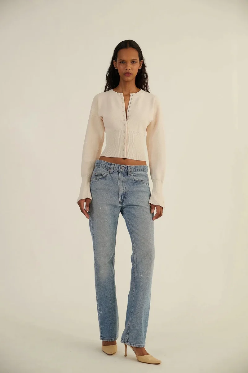 Cardigan boutonné ajusté pour femme
