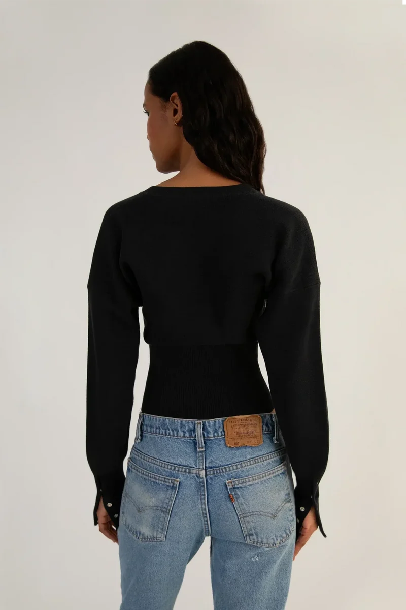 Cardigan boutonné ajusté pour femme