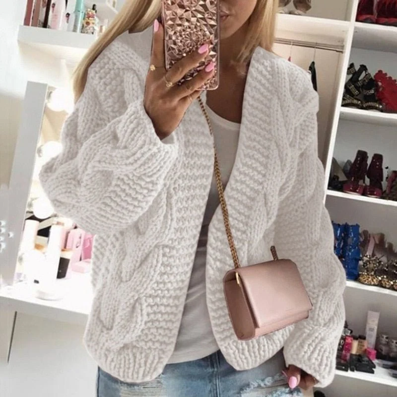 Cardigan Ouvert en Tricot Épais pour Femme