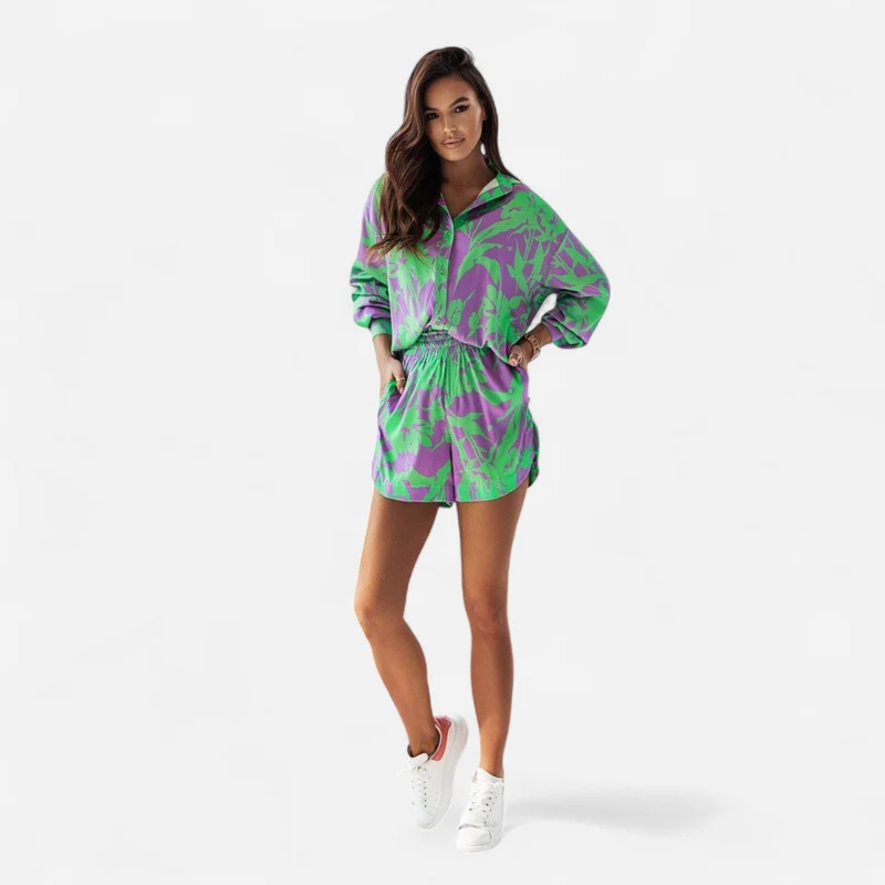Ensemble Chemise Boutonnée et Shorts pour Femme