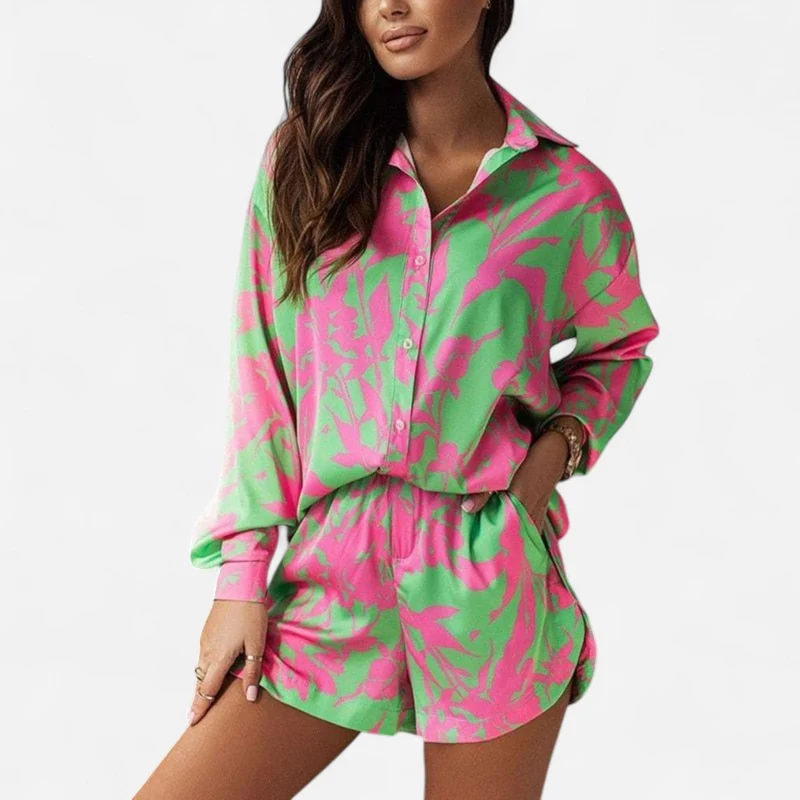 Ensemble Chemise Boutonnée et Shorts pour Femme