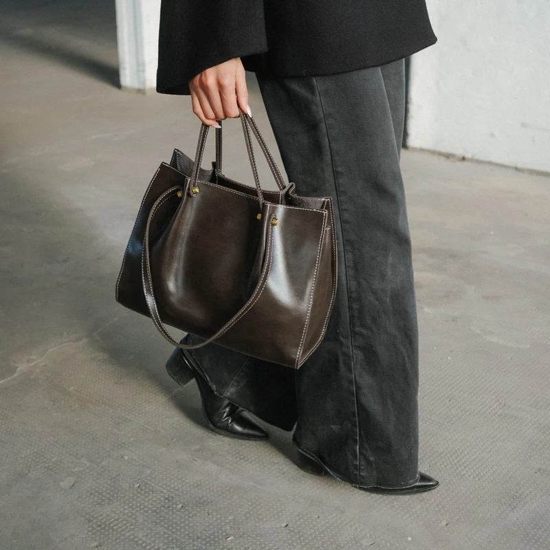 Sac Porté Épaule en Cuir Végétalien pour Femme