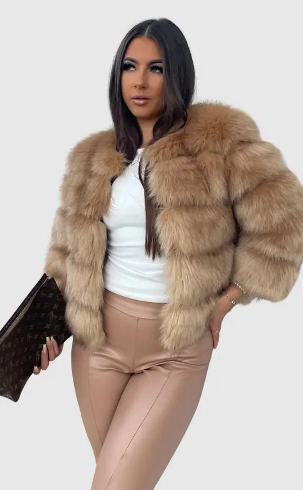 Manteau élégant en fausse fourrure pour femme