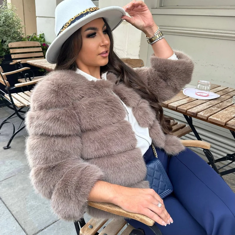 Manteau élégant en fausse fourrure pour femme