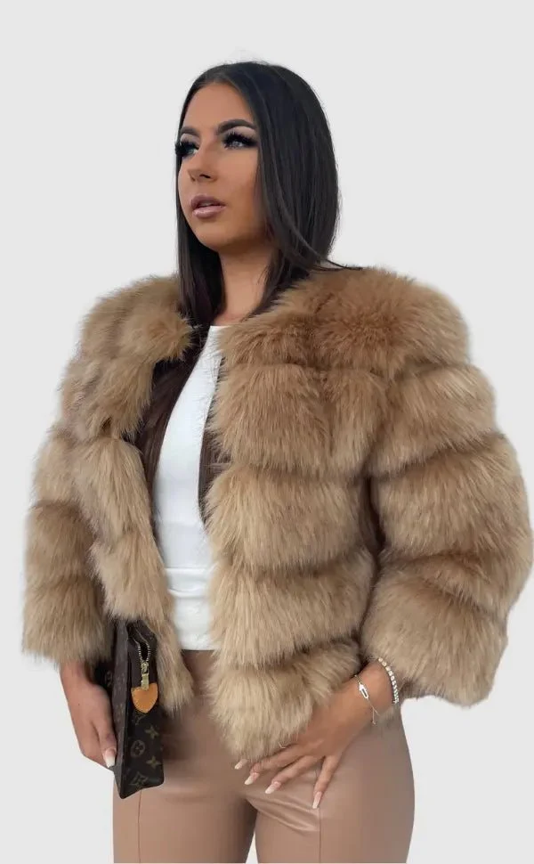 Manteau élégant en fausse fourrure pour femme