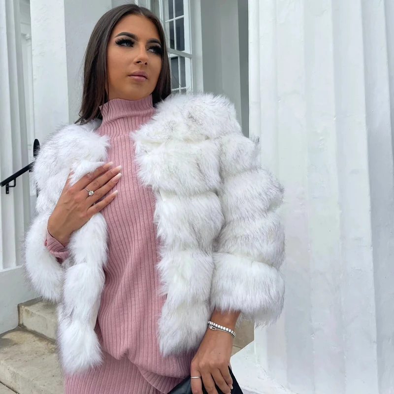 Manteau élégant en fausse fourrure pour femme