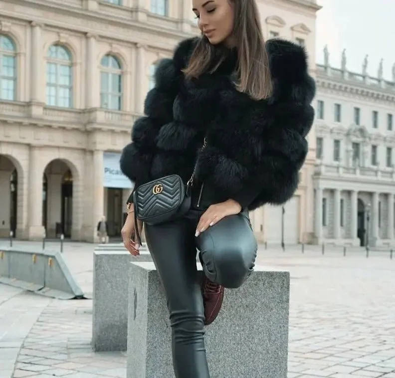 Manteau élégant en fausse fourrure pour femme