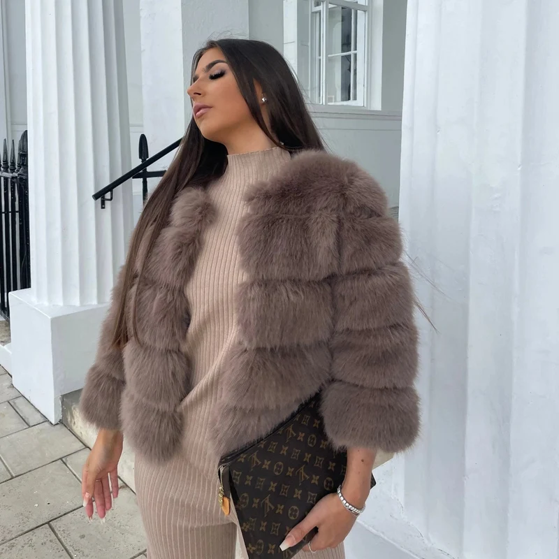 Manteau élégant en fausse fourrure pour femme