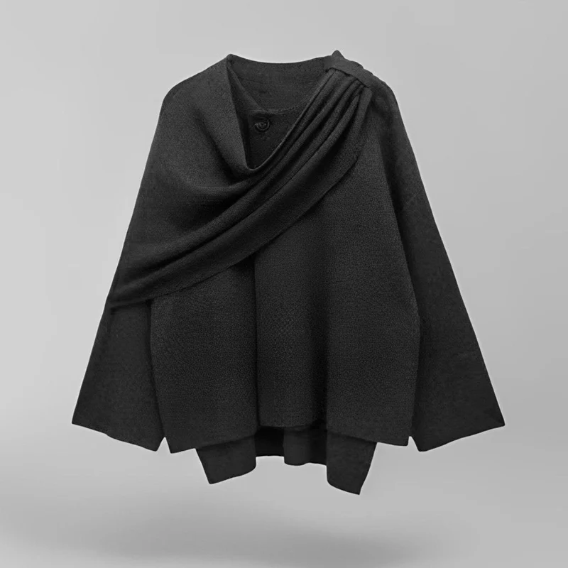 Poncho Asymétrique en Laine pour Femme