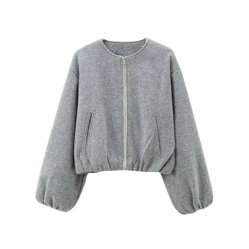Blouson Bomber Femme Col Rond pour Femmes