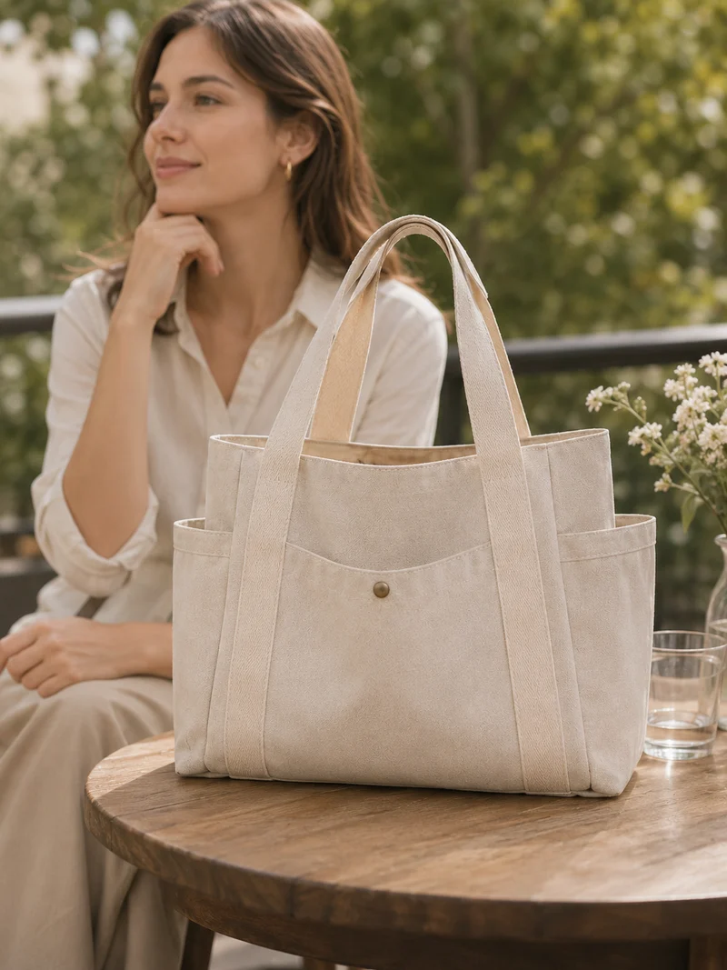 Sac Fourre-Tout en Toile – Grande Capacité Format Épaule Pour Études et Quotidien
