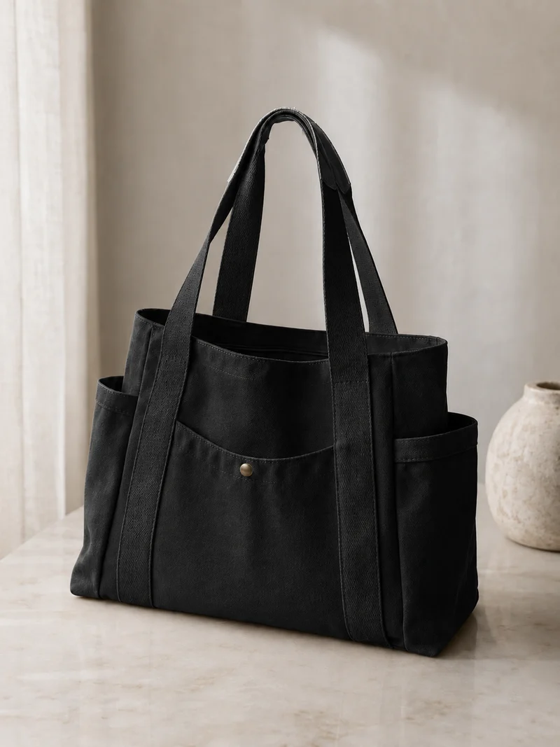 Sac Fourre-Tout en Toile – Grande Capacité Format Épaule Pour Études et Quotidien