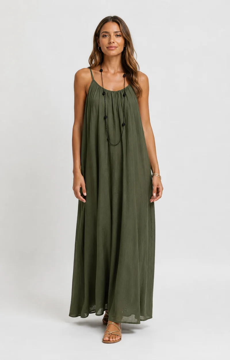 Robe Longue Sans Manches – Coupe Fluide Silhouette Maxi Pour le Quotidien