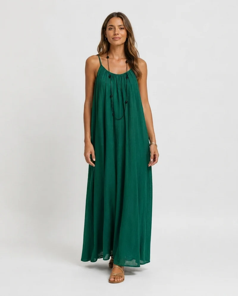 Robe Longue Sans Manches – Coupe Fluide Silhouette Maxi Pour le Quotidien