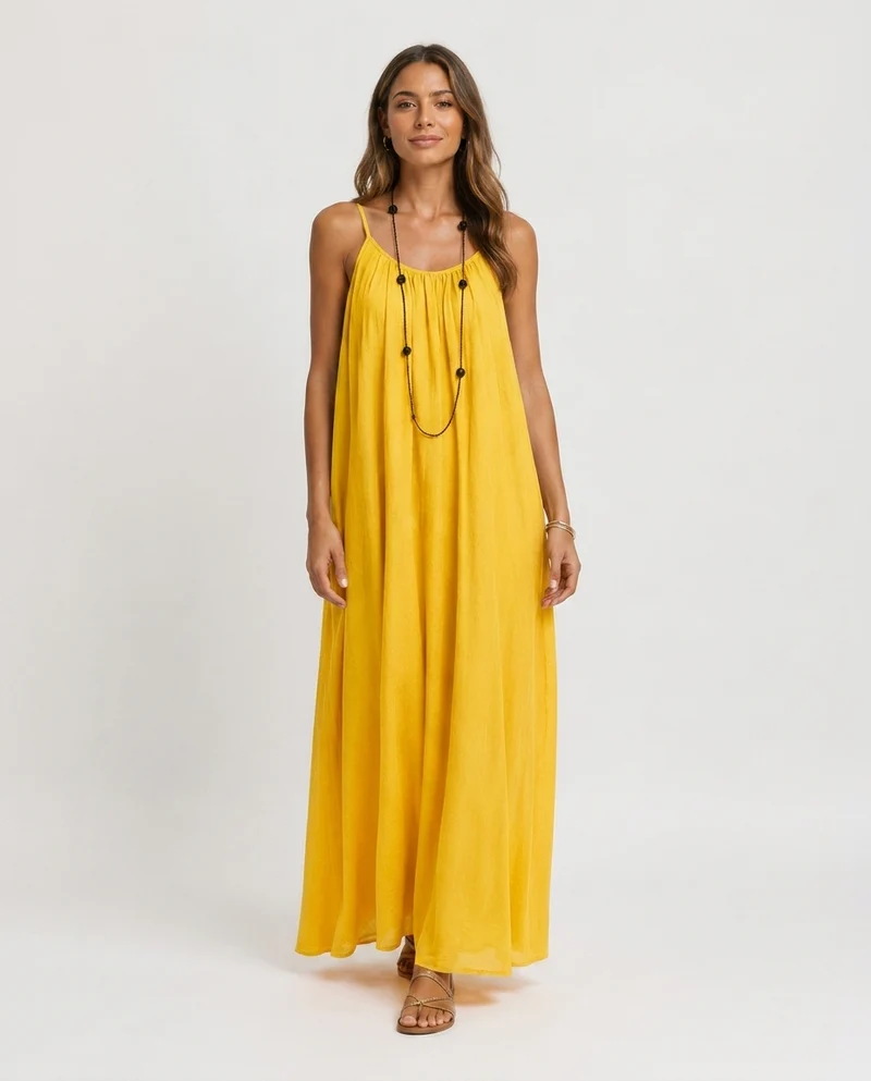 Robe Longue Sans Manches – Coupe Fluide Silhouette Maxi Pour le Quotidien