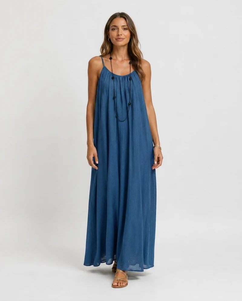 Robe Longue Sans Manches – Coupe Fluide Silhouette Maxi Pour le Quotidien
