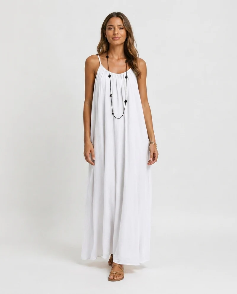 Robe Longue Sans Manches – Coupe Fluide Silhouette Maxi Pour le Quotidien