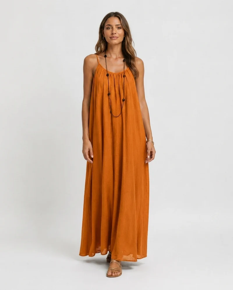 Robe Longue Sans Manches – Coupe Fluide Silhouette Maxi Pour le Quotidien