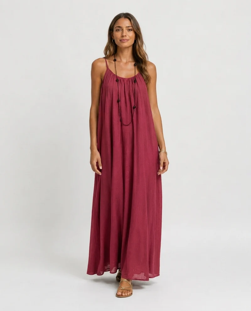 Robe Longue Sans Manches – Coupe Fluide Silhouette Maxi Pour le Quotidien