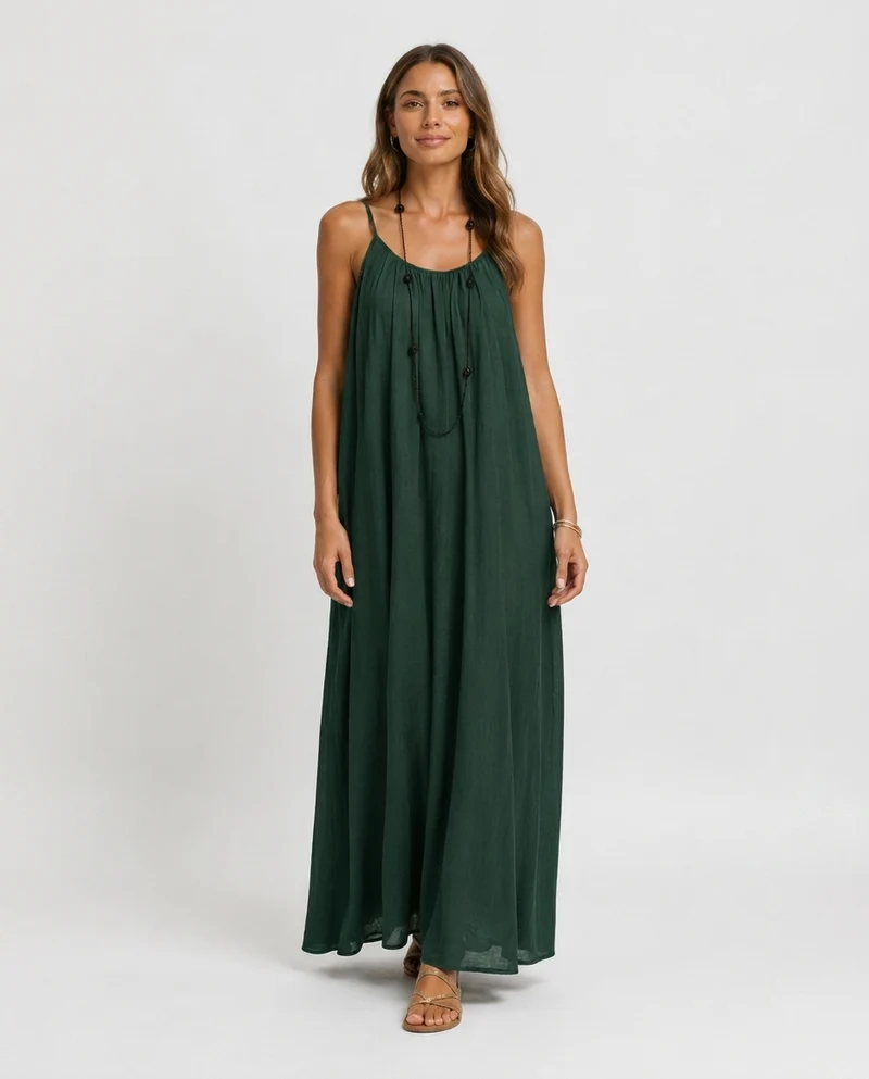 Robe Longue Sans Manches – Coupe Fluide Silhouette Maxi Pour le Quotidien