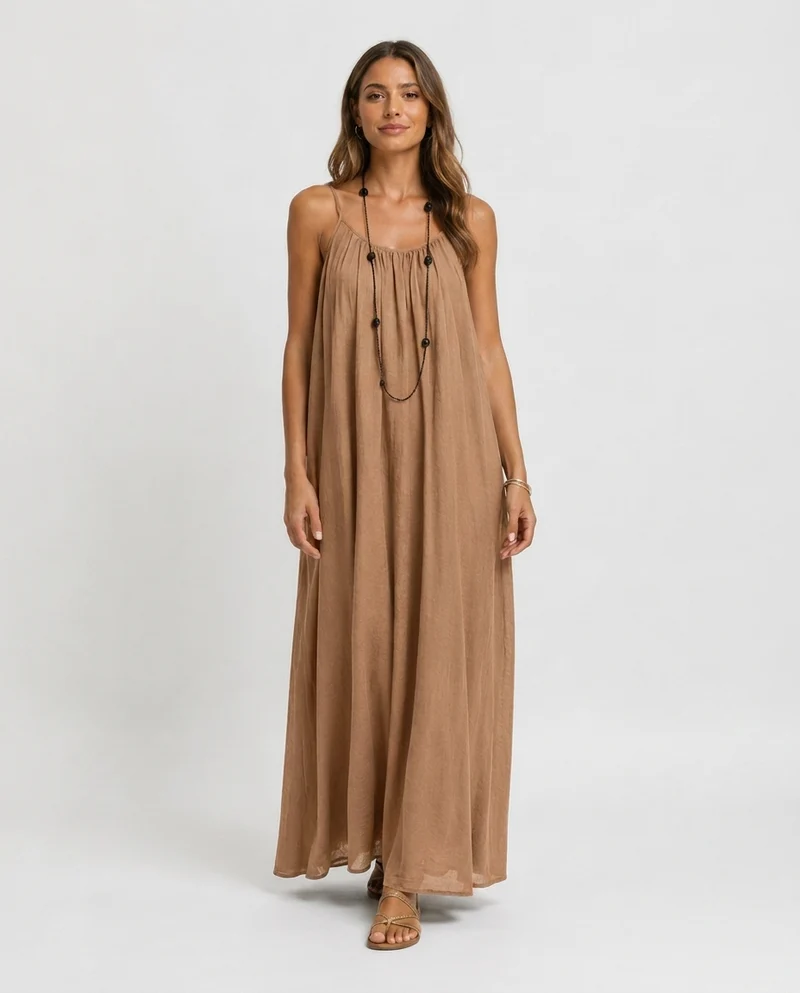 Robe Longue Sans Manches – Coupe Fluide Silhouette Maxi Pour le Quotidien