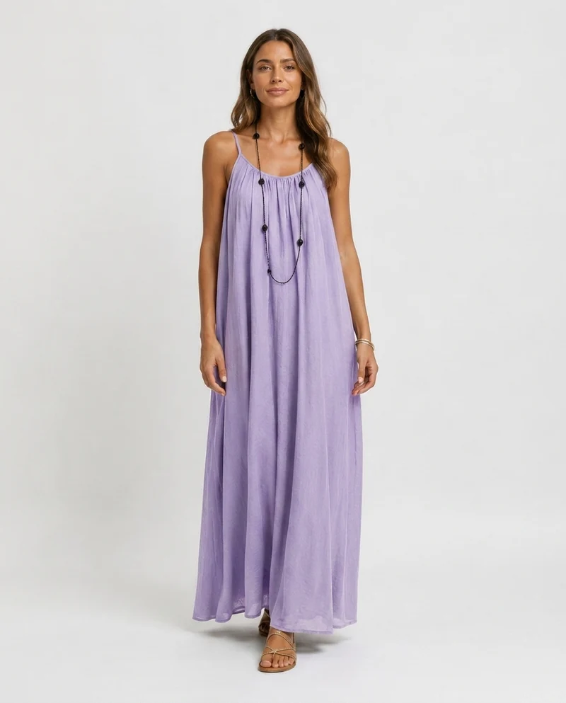 Robe Longue Sans Manches – Coupe Fluide Silhouette Maxi Pour le Quotidien