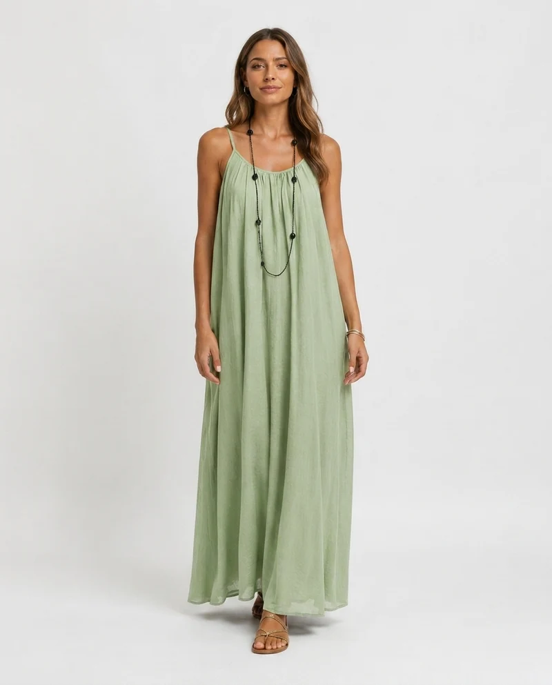 Robe Longue Sans Manches – Coupe Fluide Silhouette Maxi Pour le Quotidien