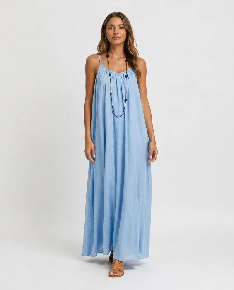 Robe Longue Sans Manches – Coupe Fluide Silhouette Maxi Pour le Quotidien