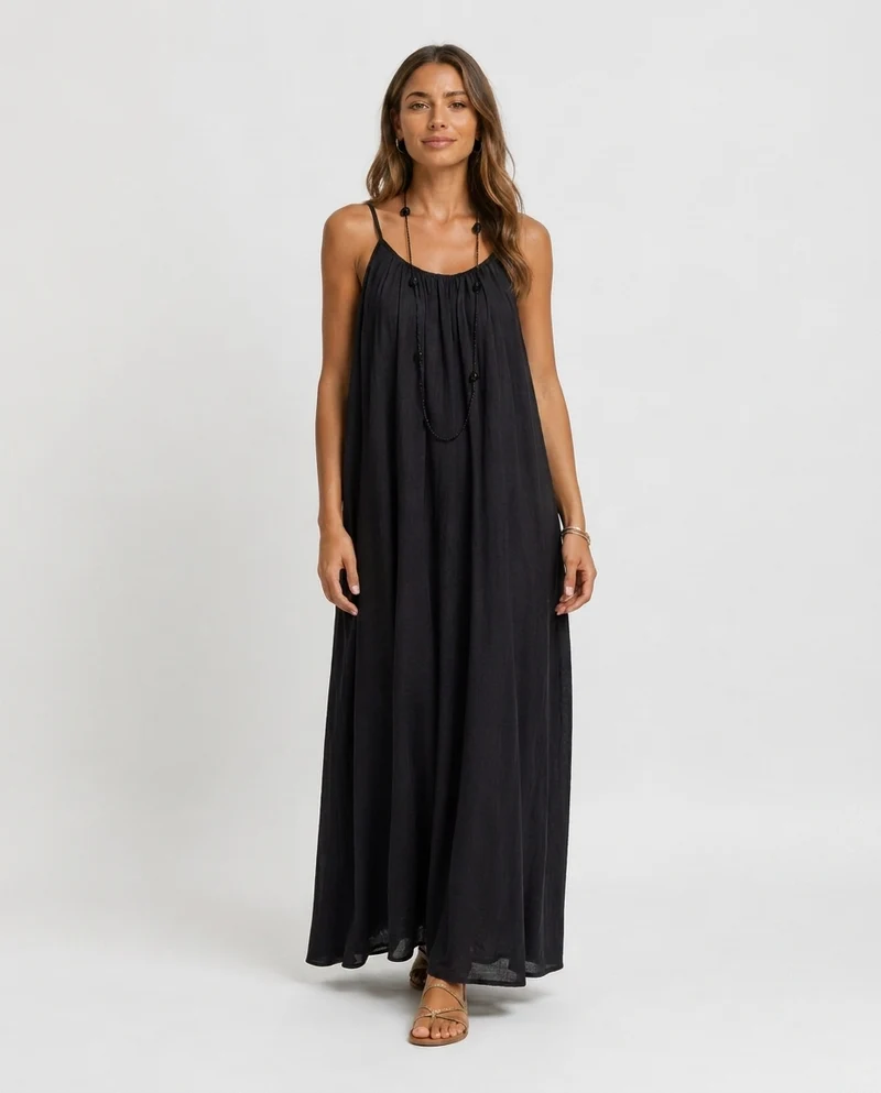 Robe Longue Sans Manches – Coupe Fluide Silhouette Maxi Pour le Quotidien