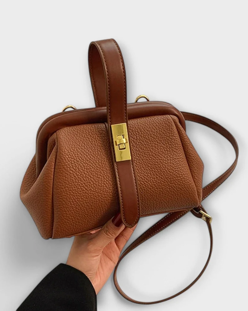 Sac à Main Mini en Cuir – Fermoir Rotatif, Pour la Ville et les Sorties
