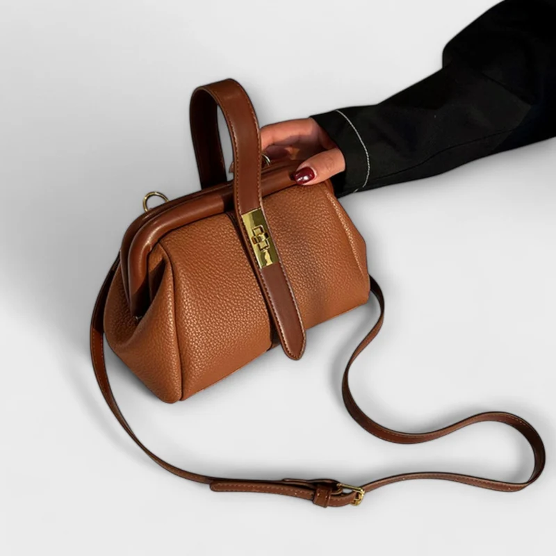 Sac à Main Mini en Cuir – Fermoir Rotatif, Pour la Ville et les Sorties