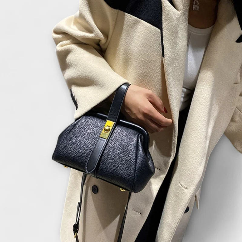 Sac à Main Mini en Cuir – Fermoir Rotatif, Pour la Ville et les Sorties