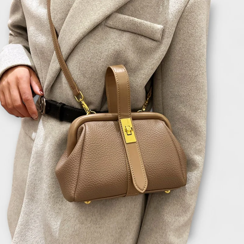 Sac à Main Mini en Cuir – Fermoir Rotatif, Pour la Ville et les Sorties