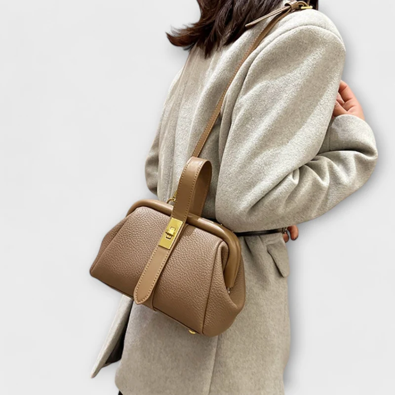 Sac à Main Mini en Cuir – Fermoir Rotatif, Pour la Ville et les Sorties