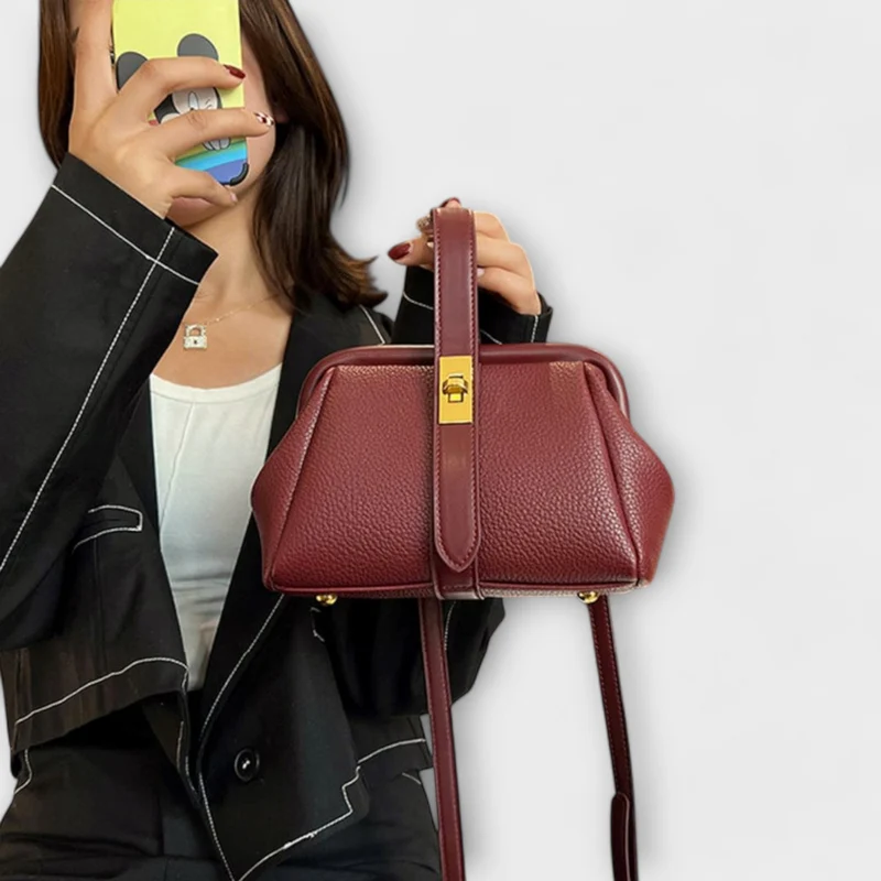 Sac à Main Mini en Cuir – Fermoir Rotatif, Pour la Ville et les Sorties