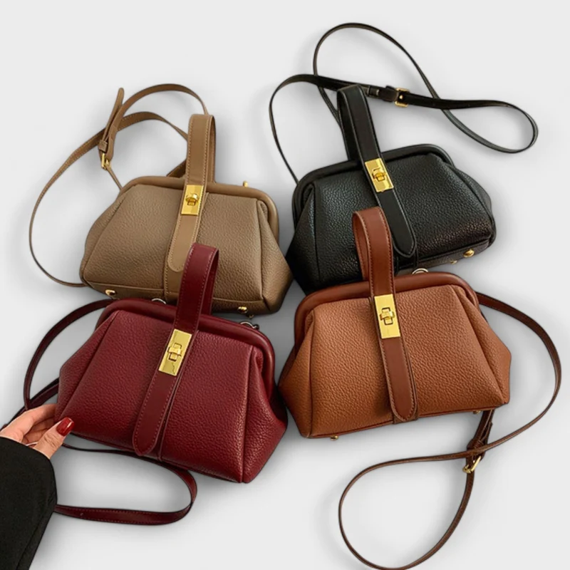 Sac à Main Mini en Cuir – Fermoir Rotatif, Pour la Ville et les Sorties