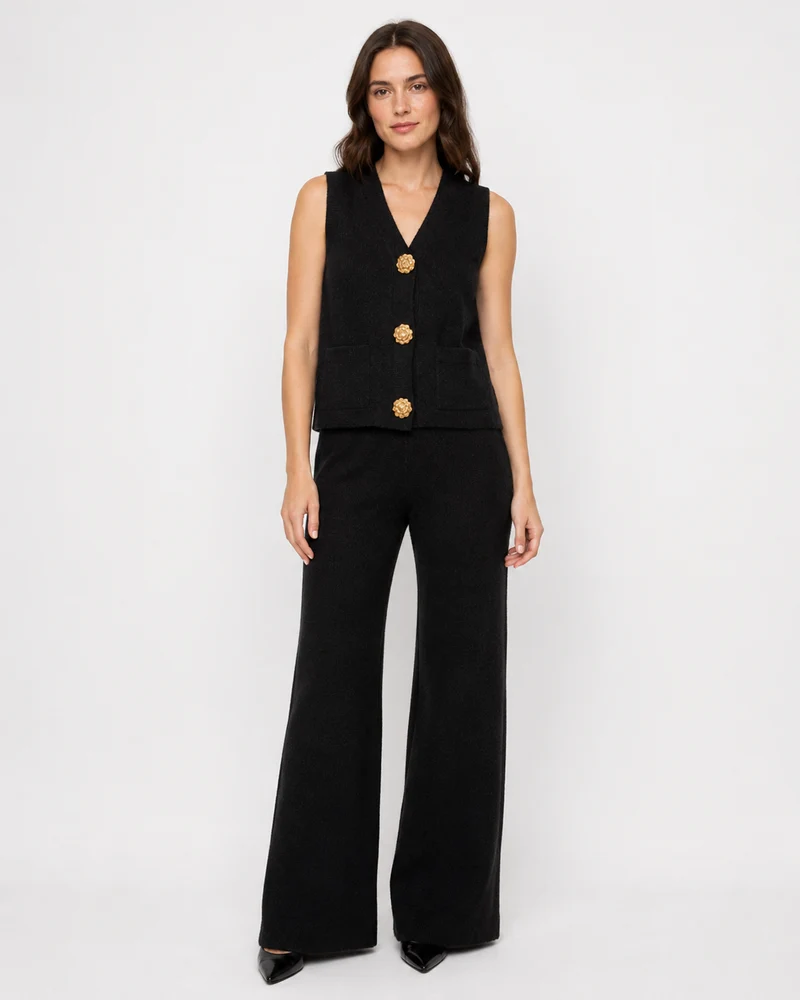 Ensemble en Maille – Gilet sans manches pantalon coordonné pour le quotidien