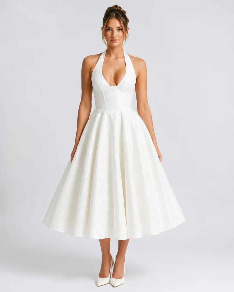Robe Midi Sans Manches en Coton Mélangé – Coupe A-line, sans manches, pour le quotidien