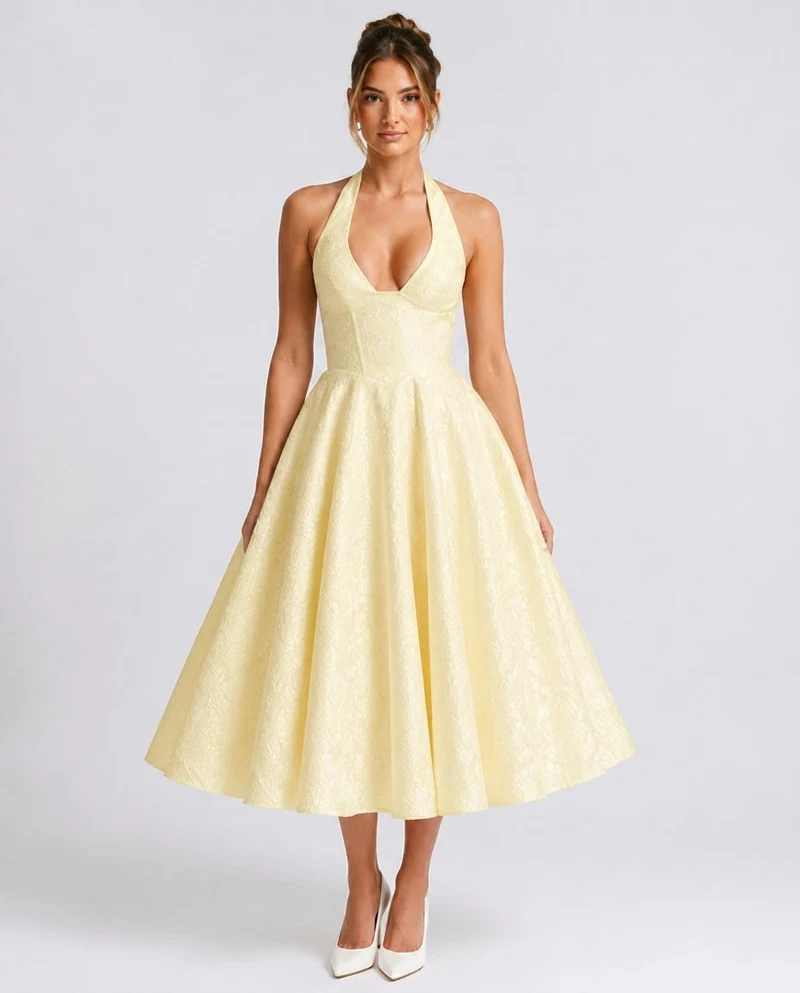 Robe Midi Sans Manches en Coton Mélangé – Coupe A-line, sans manches, pour le quotidien