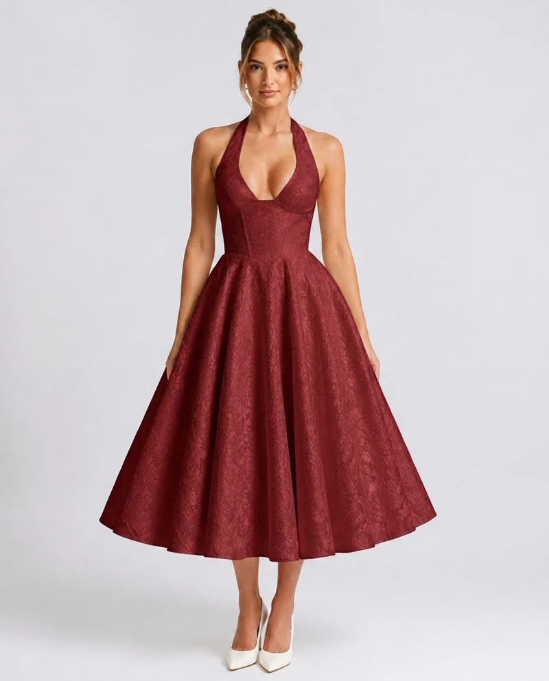 Robe Midi Sans Manches en Coton Mélangé – Coupe A-line, sans manches, pour le quotidien