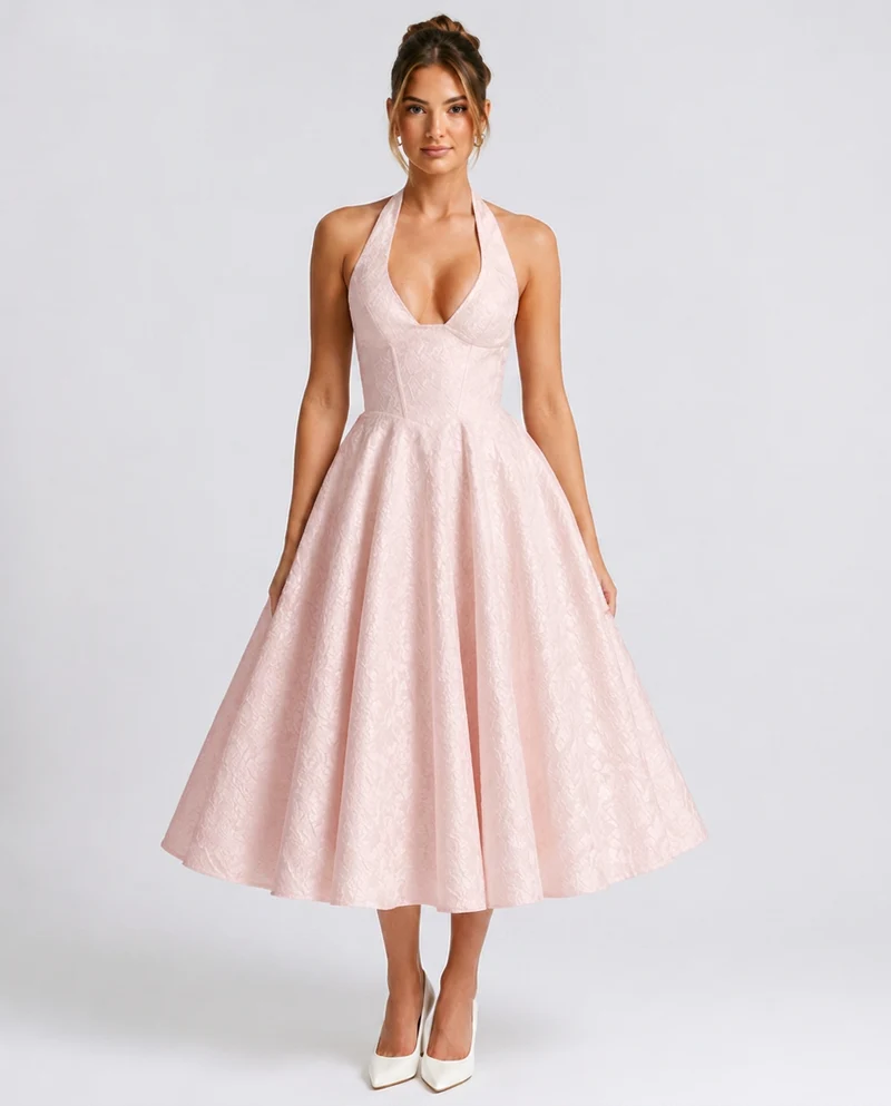 Robe Midi Sans Manches en Coton Mélangé – Coupe A-line, sans manches, pour le quotidien
