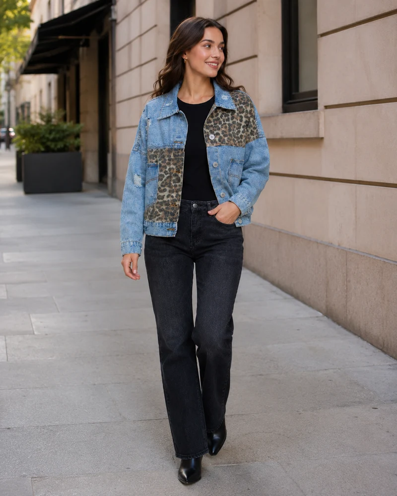 Veste en Jean à Panneaux - Coupe Décontractée Contemporaine, Look Urbain Moderne