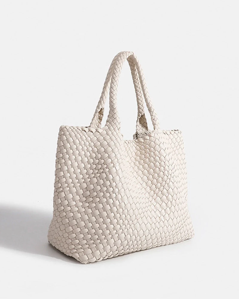 Sac Cabas Tissé Structuré - Style Bohème Élégant, Accessoire Quotidien Raffiné, Élégance