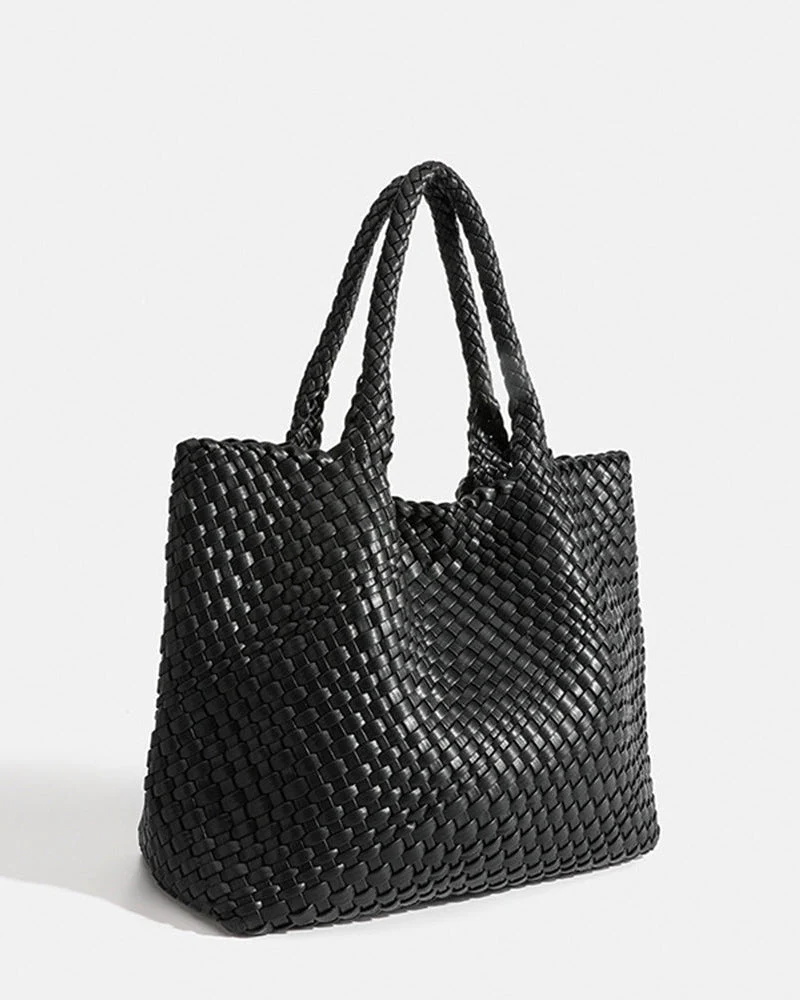 Sac Cabas Tissé Structuré - Style Bohème Élégant, Accessoire Quotidien Raffiné, Élégance
