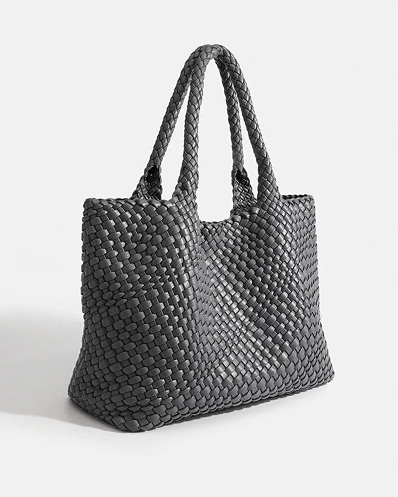 Sac Cabas Tissé Structuré - Style Bohème Élégant, Accessoire Quotidien Raffiné, Élégance