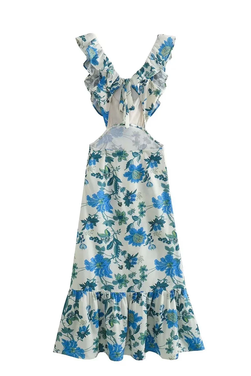 Robe Maxi Col V - Silhouette Fluide à Bretelles Élégantes